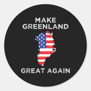 Pegatina Redonda Trump Groenlandia vuelve a hacer grande a Groenlan