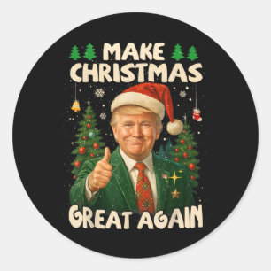 Pegatina Redonda Trump hace a los Navidades grandes nuevamente negr