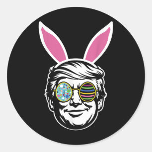 Pegatina Redonda Trump Happy Easter Bunny Egg Hunt Spring Funny Hop