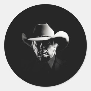 Pegatina Redonda Trump Head Cowboy Ee.Uu. 2024 Vota Por Elección En