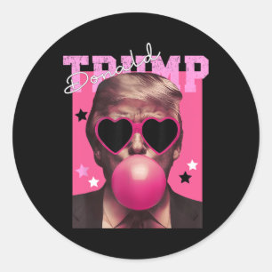 Pegatina Redonda Trump: Huevas rosas de la explosión de la burbuja 