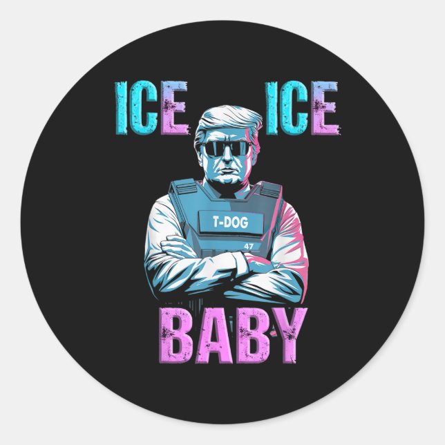 Pegatina Redonda Trump Ice Ice Baby Lb37 (Anverso)