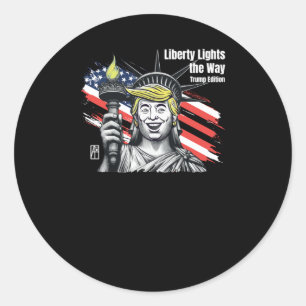 Pegatina Redonda Trump - La libertad ilumina la manera en que Trump