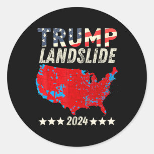 Pegatina Redonda Trump Landslide 2024 Apoyo al mapa electoral Trump