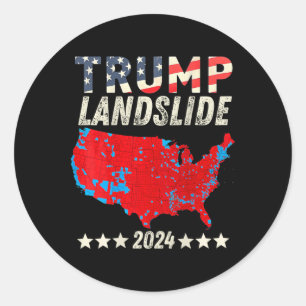 Pegatina Redonda Trump Landslide 2024 Mapa electoral ganador de Tru