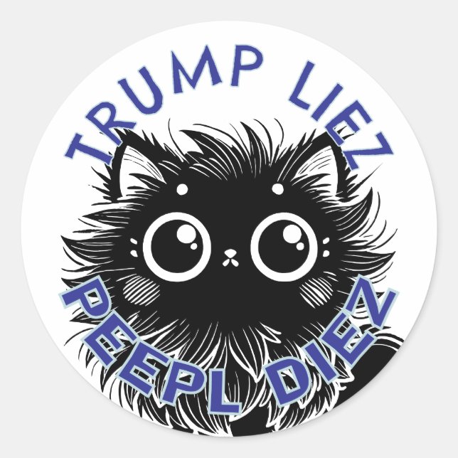 Pegatina Redonda Trump Lolcat (Anverso)