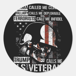 Pegatina Redonda Trump me llama la bandera norteamericana de un vet