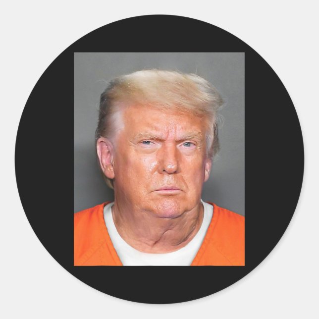 Pegatina Redonda Trump Mug Shot 1 (Anverso)