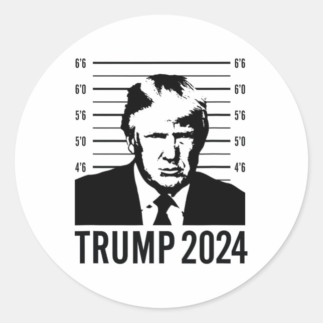 Pegatina Redonda Trump Mugshot 2024 President (Anverso)
