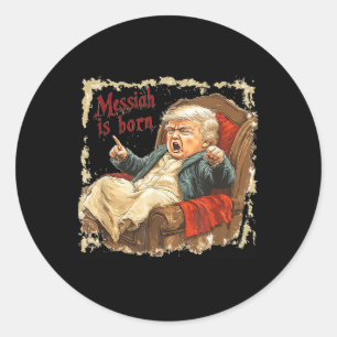 Pegatina Redonda Trump Navidades feos de Jesucristo