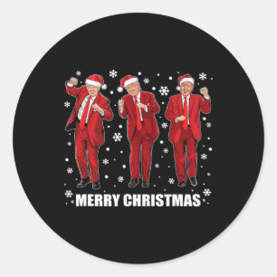 Pegatina Redonda Trump Navidades Pajama Funny Trump Baila Usa 47
