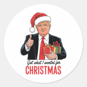 Pegatina Redonda Trump Obtuvo Lo Que Quería Para Navidades Gracioso