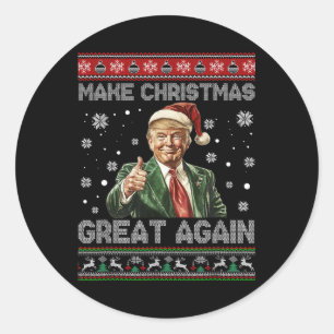 Pegatina Redonda Trump Pajama vuelve a hacer grandes a los Navidade