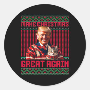 Pegatina Redonda Trump Pajama vuelve a hacer grandes a los Navidade