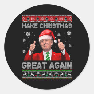 Pegatina Redonda Trump Pajama vuelve a hacer grandes a los Navidade
