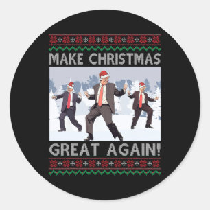 Pegatina Redonda Trump Pajama vuelve a hacer grandes a los Navidade