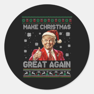 Pegatina Redonda Trump Pajama vuelve a hacer grandes a los Navidade
