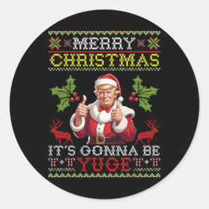 Pegatina Redonda Trump Papá Noel Feliz Navidad