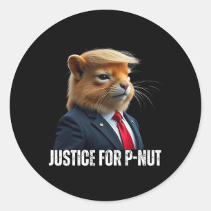 Pegatina Redonda Trump Para P-nut La Ardilla Justicia Para Peanut T