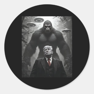 Pegatina Redonda Trump Pie Grande Ovni Alien Encuentro Visita Consp