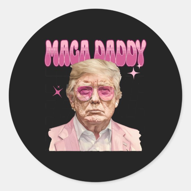 Pegatina Redonda Trump Pink Sungles Maga Daddy Funny Trump 2024 (Anverso)