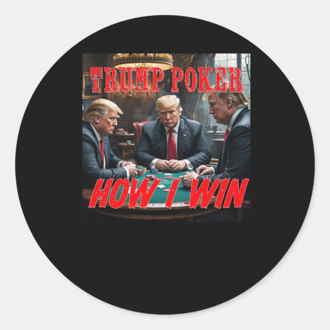 Pegatina Redonda Trump Poker (Anverso)