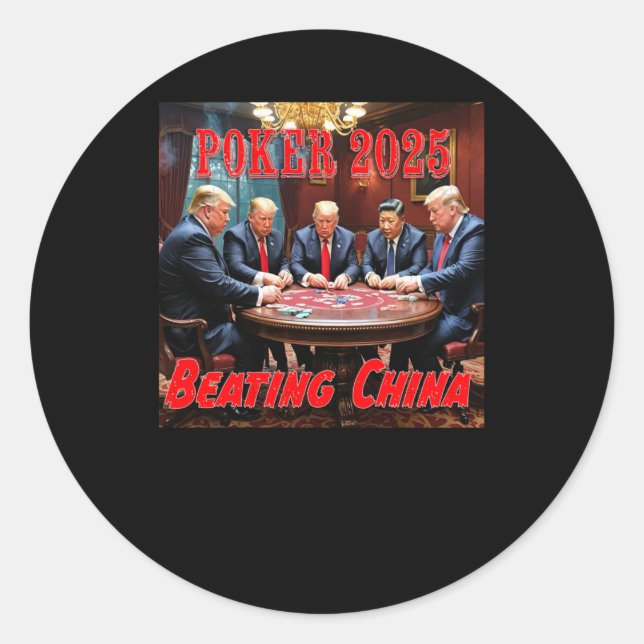 Pegatina Redonda Trump Poker 2025 (Anverso)