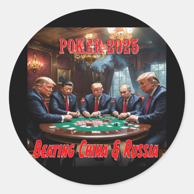 Pegatina Redonda Trump Poker 20251 (Anverso)