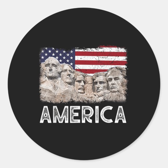 Pegatina Redonda Trump presidente 45.ª bandera norteamericana monta (Anverso)