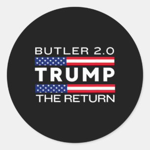 Pegatina Redonda Trump Regresa Butler Rally Pelea Trump Elon Butler