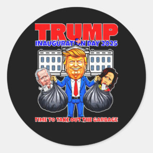 Pegatina Redonda Trump saca la basura