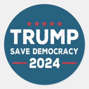 Pegatina Redonda Trump salva la democracia Trump 2024