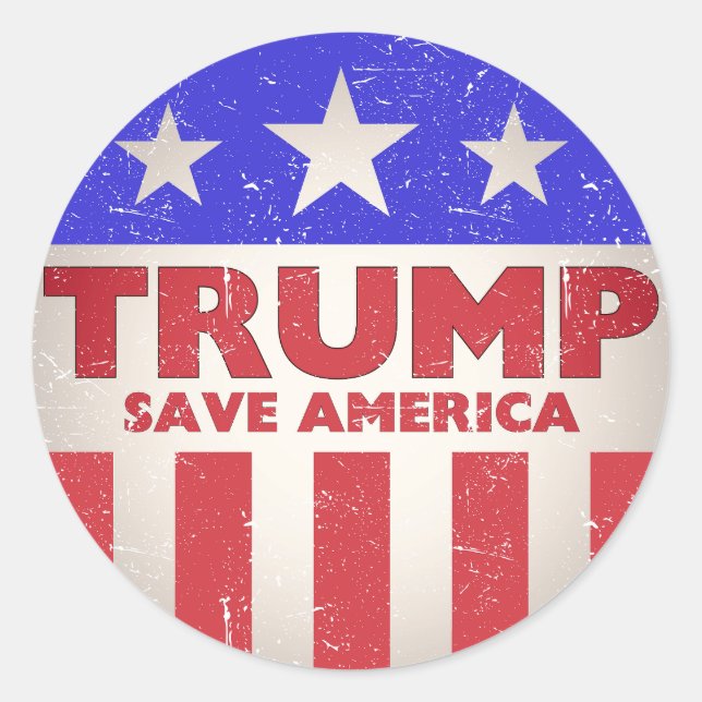 Pegatina Redonda Trump Save America Vintage Retro Nostalgic (Anverso)