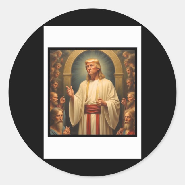 Pegatina Redonda Trump Savior (Anverso)
