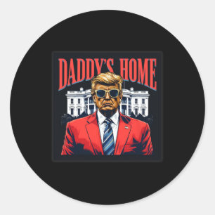 Pegatina Redonda Trump Shirt 2024 Daddys Hogar Casa Blanca Mega Don
