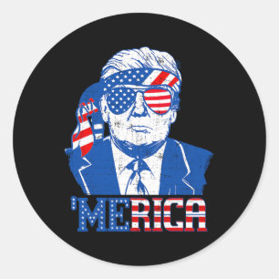 Pegatina Redonda Trump Shirt Merica Trump Derriba La Bandera Estado