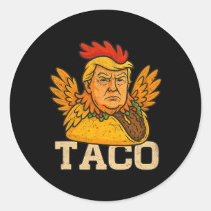 Pegatina Redonda Trump Siempre se Rinde Vámonos Taco Divertido