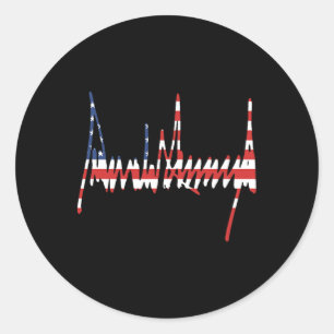 Pegatina Redonda Trump Signature Ee.Uu. 47º presidente pro-trump
