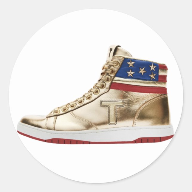 Pegatina Redonda Trump Sneakers / Nunca rendirse High-Tops (Anverso)