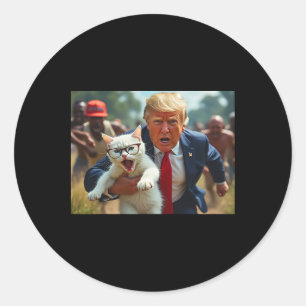 Pegatina Redonda Trump Sosteniendo Gato Vota por Trump Mascotas Par