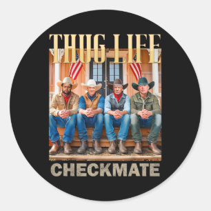 Pegatina Redonda Trump Squad Thug Life Trump Vance Kennedy Elon