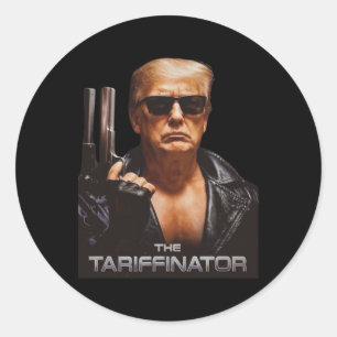 Pegatina Redonda Trump Tariffinator Day Liberation Day Tarifa Hombr