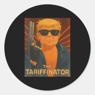 Pegatina Redonda Trump Tariffinator Day Liberation Day Tarifa Hombr