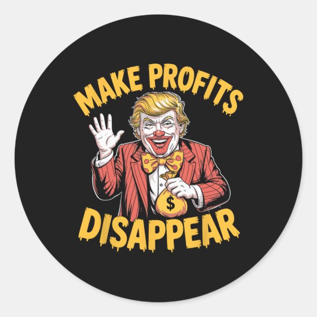 Pegatina Redonda Trump Tariffs Recession Meme Make Profits Disappea (Anverso)