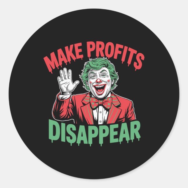 Pegatina Redonda Trump Tariffs Recession Meme Make Profits Disappea (Anverso)