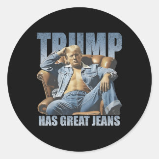 Pegatina Redonda Trump Tiene Grandes Jeans Divertido Retro 
