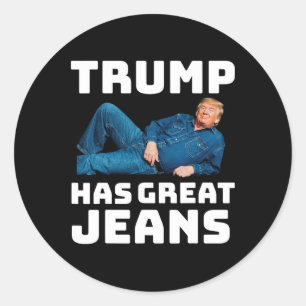 Pegatina Redonda Trump Tiene Grandes Jeans Meme Divertido _2