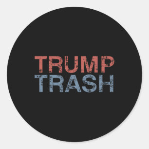 Pegatina Redonda Trump Trash 2024 Retro Grunge Vintage Garbyge Para