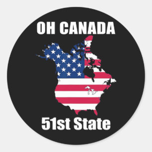 Pegatina Redonda Trump Usa Canadá Funny 51st State