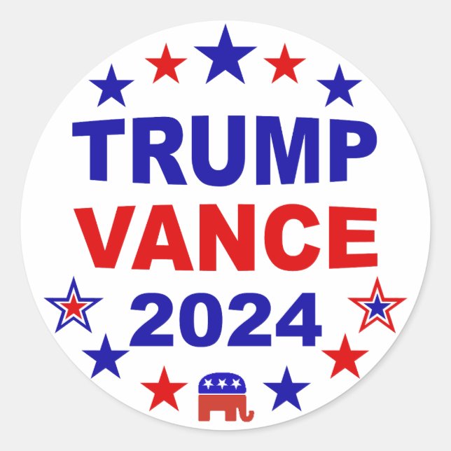 Pegatina Redonda Trump Vance 2024 (Anverso)